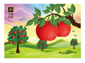 苹果插画 