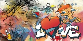 欧美风LOVE街头涂鸦背景墙