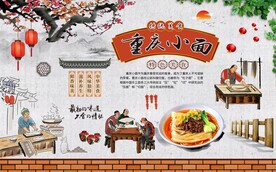 重庆小面工装背景墙图片