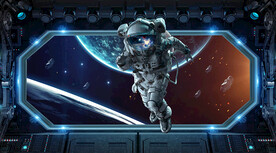 太空星球宇航员背景墙