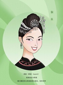 卡通手绘侗族姑娘人像免抠元素