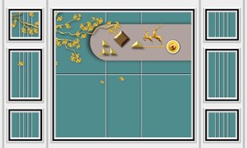 几何 杏叶 发财鹿  边框