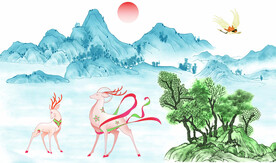 鹿慕山林 图层分层