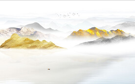 金箔水墨山水背景墙