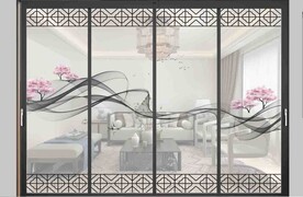 高清分层透明底推拉门打印图