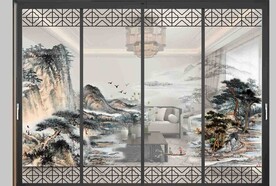 高清分层透明底推拉门打印图