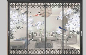 高清分层透明底推拉门打印图