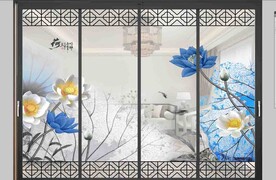 高清分层透明底推拉门打印图