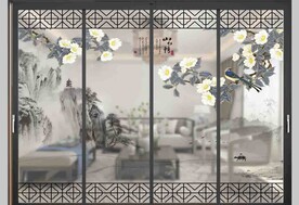 高清分层透明底推拉门打印图