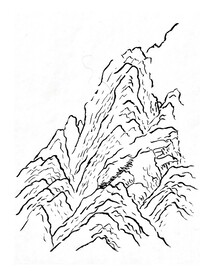 手绘国画山石山水素材