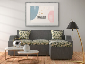 客厅横幅画框挂画海报装饰画样机