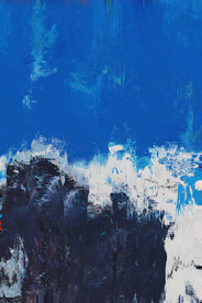 蓝色轻奢手绘抽象油画装饰画