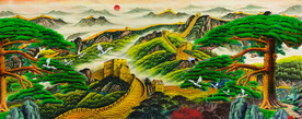 迎客松山水长城装饰画
