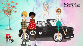 卡通女孩服装店背景墙