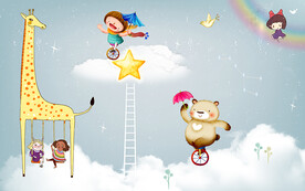 卡通儿童房背景墙