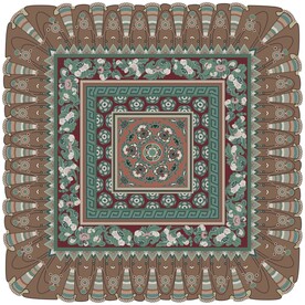 敦煌莫高窟壁画石榴茶花藻井图案