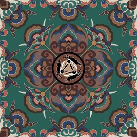 敦煌莫高窟壁画三兔莲花纹藻井