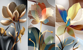 轻奢装饰画 三联画 花朵