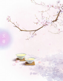 春天水墨插画背景