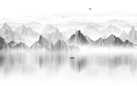 抽象水墨山水画