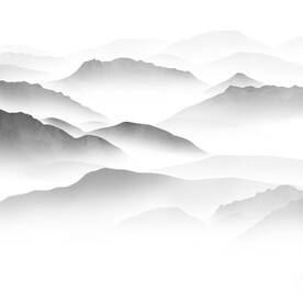 高清分层透明底水墨山水背景墙