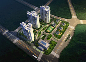 黄昏住宅小区鸟瞰