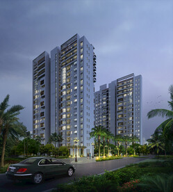 高层住宅公寓夜景效果图