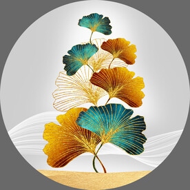 轻奢装饰画 弧线杏叶