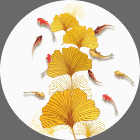 轻奢装饰画 杏叶金鱼