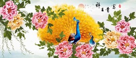 孔雀牡丹图