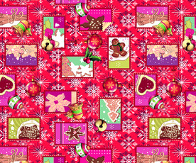 数码印花 圣诞花型 面料印花图