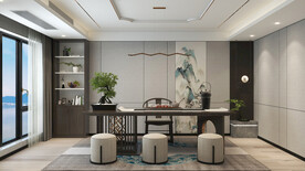 新中式茶室效果图