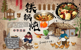 美食 鸡肉工装背景墙