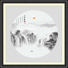 圆形水墨画