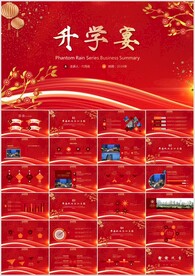 大气红色金色升学宴PPT模板