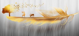 轻奢装饰画 羽毛 麋鹿