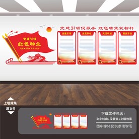红色物业展板