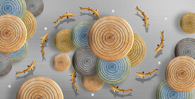 轻奢装饰画 轮盘 金鱼