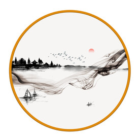 圆形抽象山水画