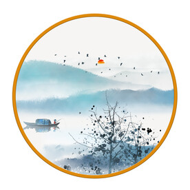 圆形画中式山水