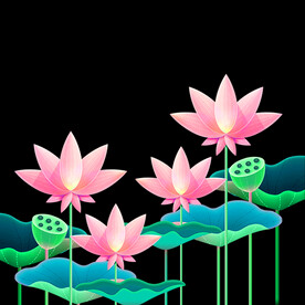 绿色植物荷花元素