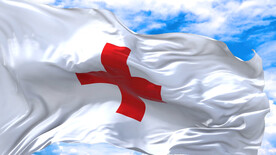 红十字旗 蓝天背景图