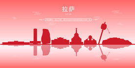 拉萨地标建筑剪影