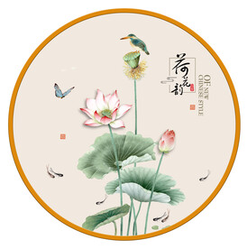 圆形画 莲花