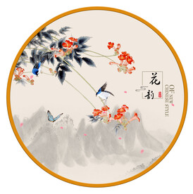圆形画 花