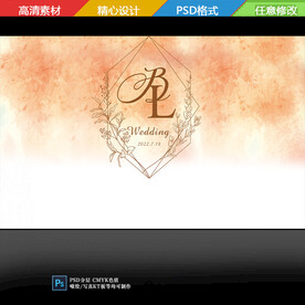 白香槟橙色花环婚礼