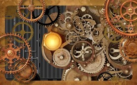 复古工业风机械齿轮背景墙壁画