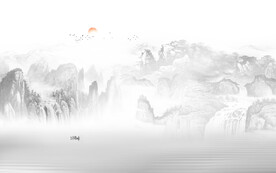 新中式水墨山水背景墙