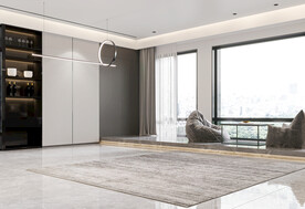 现代黑白灰极简客厅空场景