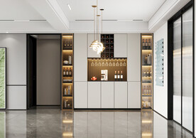 现代餐厅背景墙场景